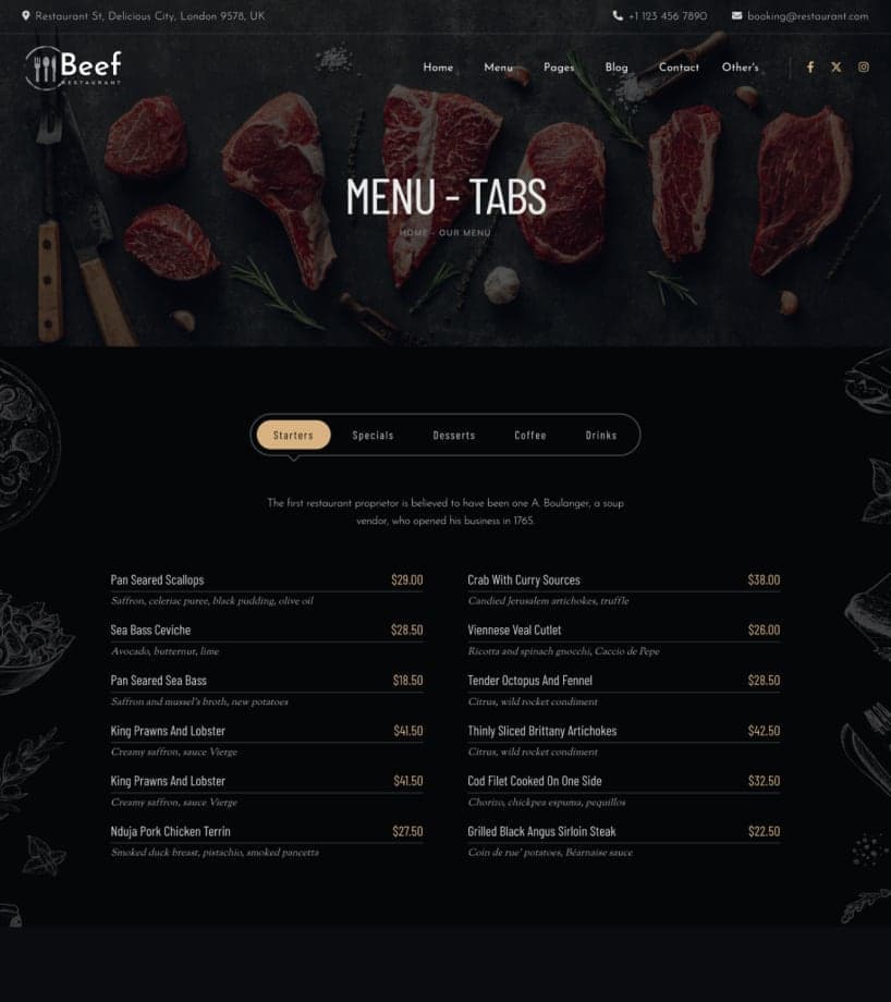 Menu Tabs